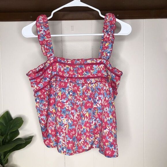 BOG Collective Womens Multicolor Floral Cropped Baby Doll Top Size Medium - Picture 1 of 5